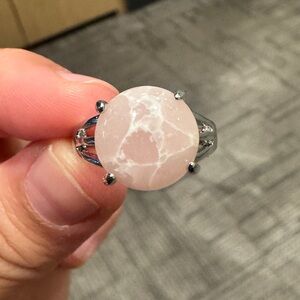 Size 8 Silver and Pink Stone Ring